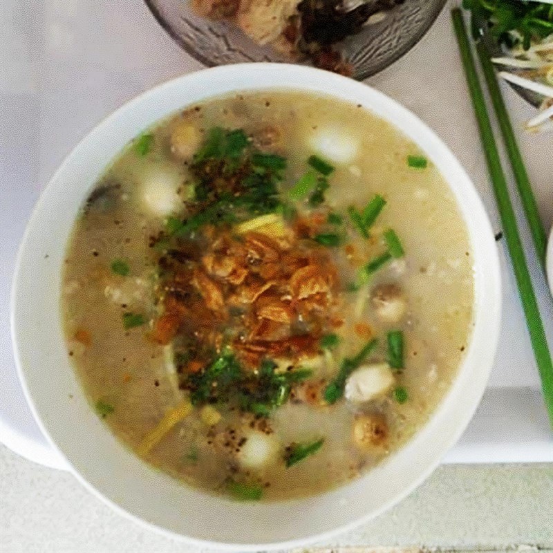 Bước 7 Thành phẩm Cháo cá lóc nấm rơm thịt viên