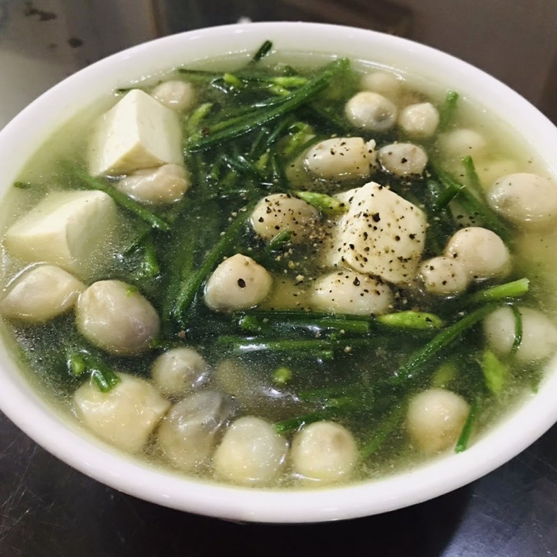 Bước 4 Thành phẩm Canh bông hẹ đậu hũ nấm