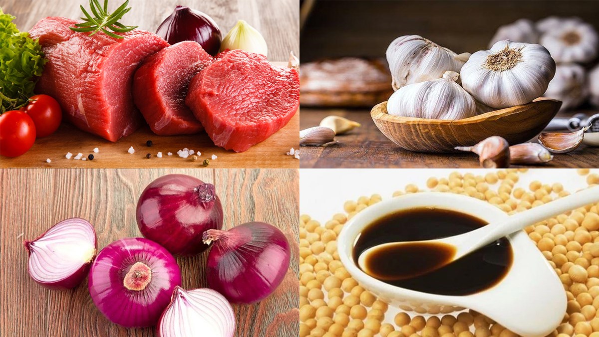 Nguyên liệu món ăn thịt bò xào tỏi