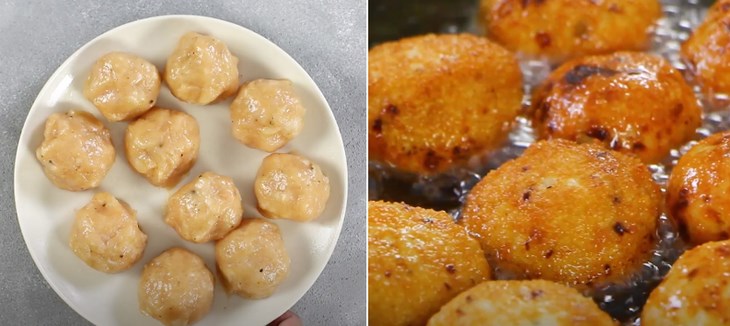 Bước 3 Vo viên thịt gà Gà sốt chua ngọt