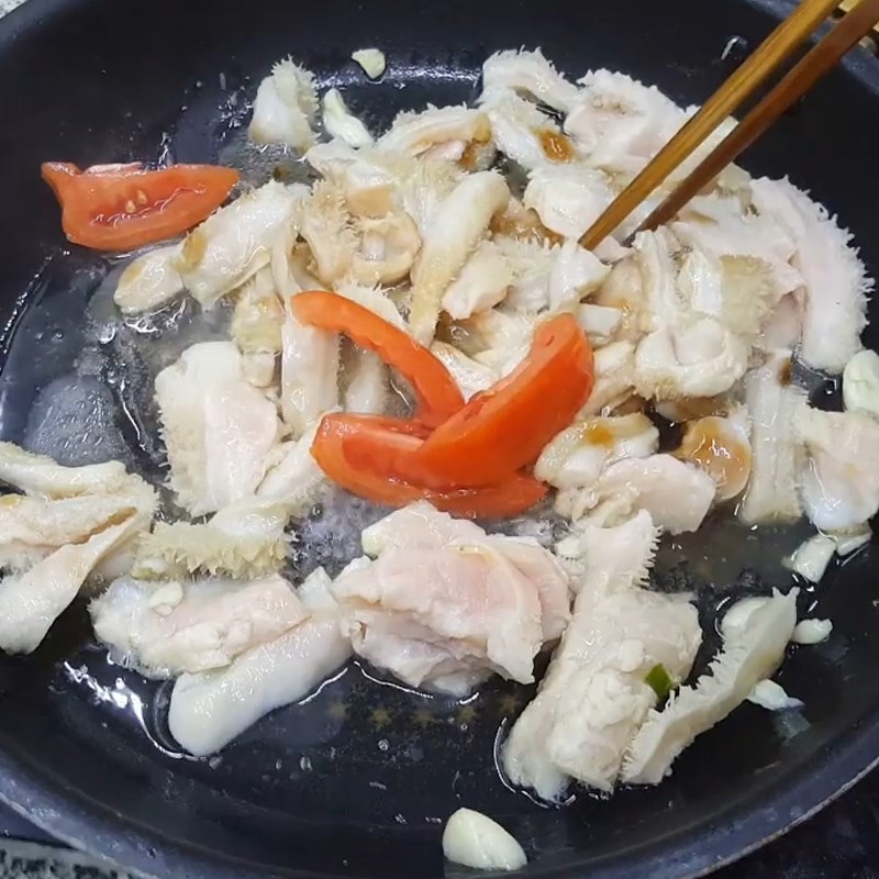 Bước 2 Xào sách bò Lòng bò xào dứa