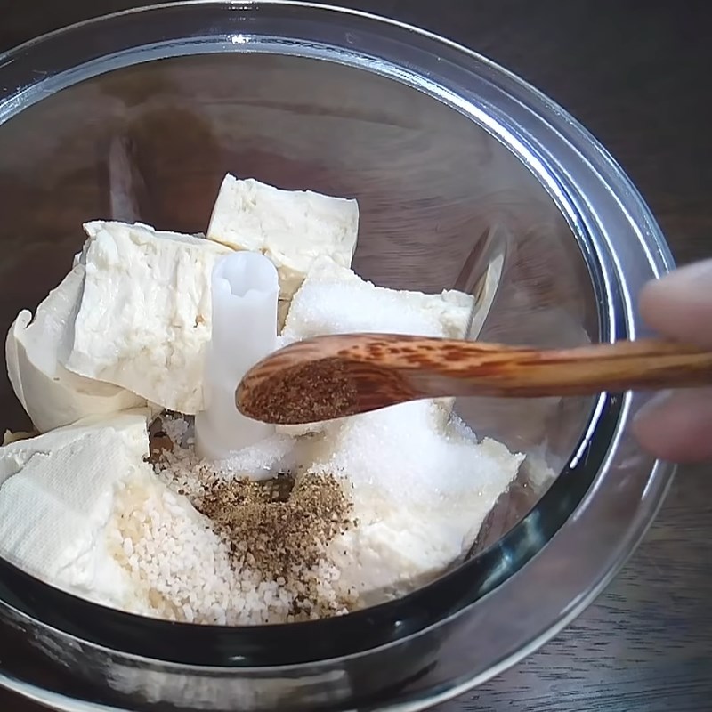 Bước 4 Xay bột mì căn với đậu hũ Giò sống chay - mọc chay