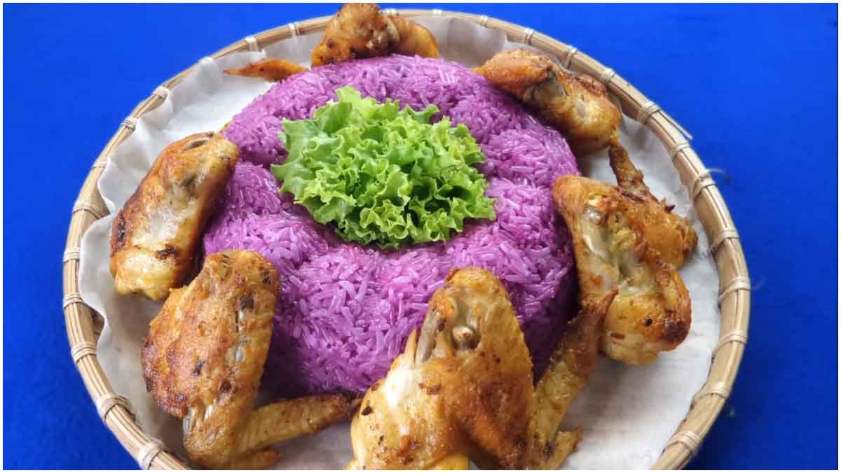 Xôi gà chiên bơ