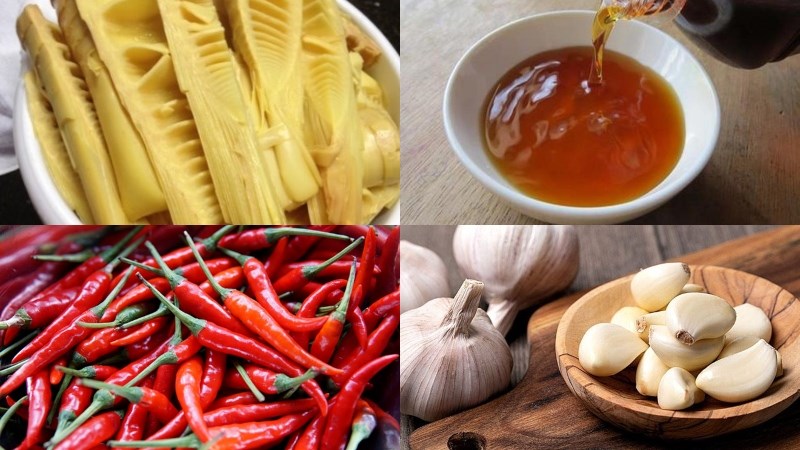 Nguyên liệu món ăn măng ngâm mắm ớt