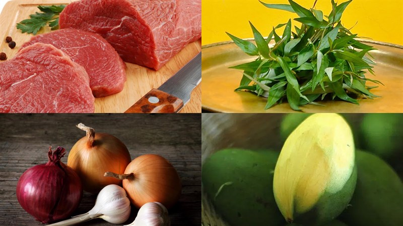 Nguyên liệu món ăn gỏi bò rau răm
