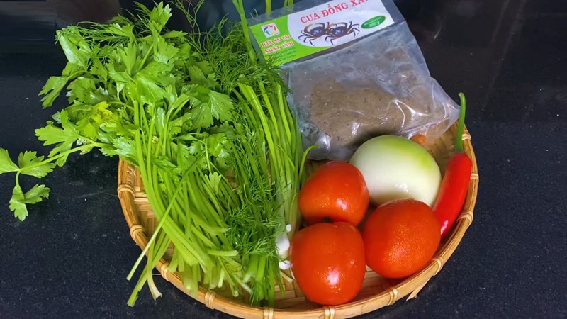Nguyên liệu món ăn canh riêu cua nấu ngót và nấu tập tàng