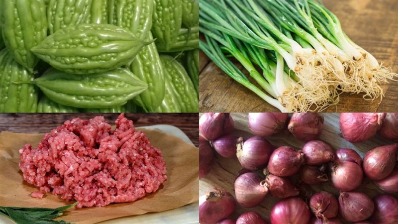 Nguyên liệu món ăn canh khổ qua thịt băm