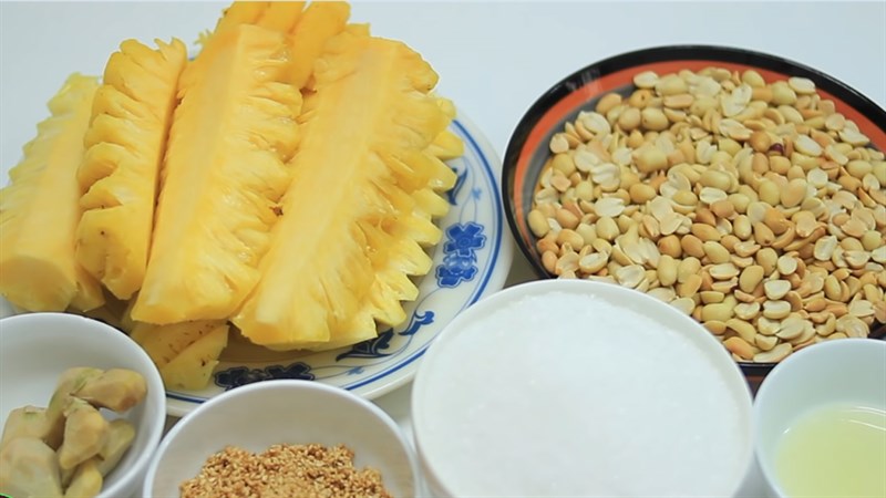 Nguyên liệu món ăn kẹo khóm (kẹo dứa) đậu phộng
