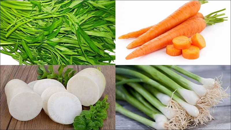 Nguyên liệu món ăn kim chi rau muống