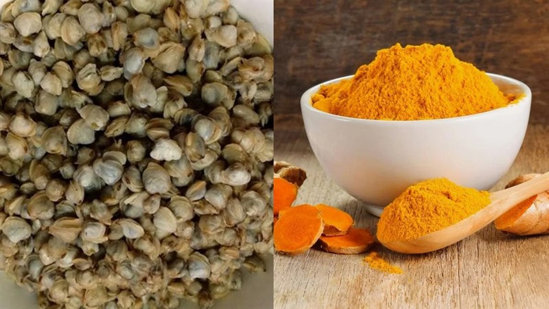 Nguyên liệu món ăn hến xào nguyên con và hến xào nghệ