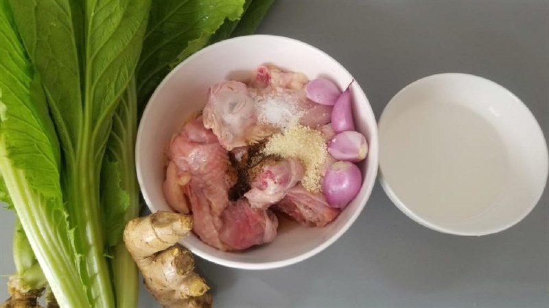 Nguyên liệu món ăn canh cải xanh thịt gà