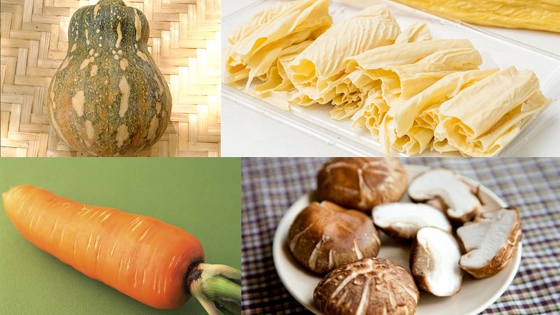 Nguyên liệu món ăn bí đỏ hấp và bí đỏ hầm chay