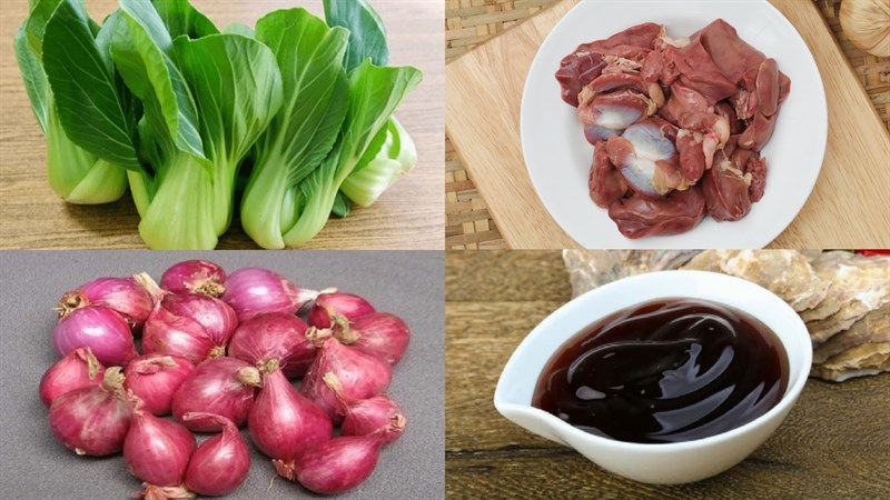 Nguyên liệu món ăn cải thìa xào lòng gà