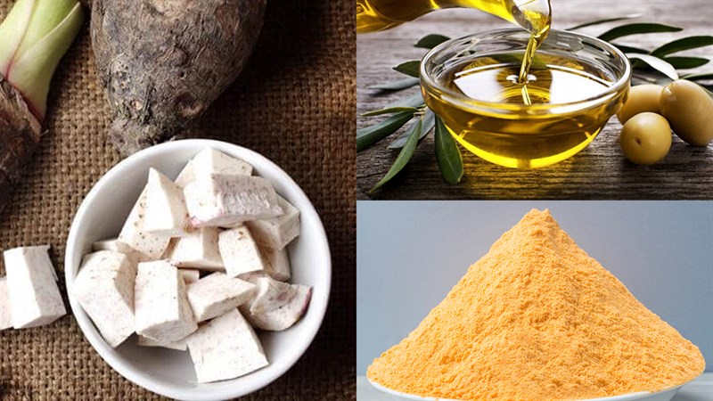 Nguyên liệu món ăn 2 cách làm snack khoai môn chiên giòn và lắc phô mai