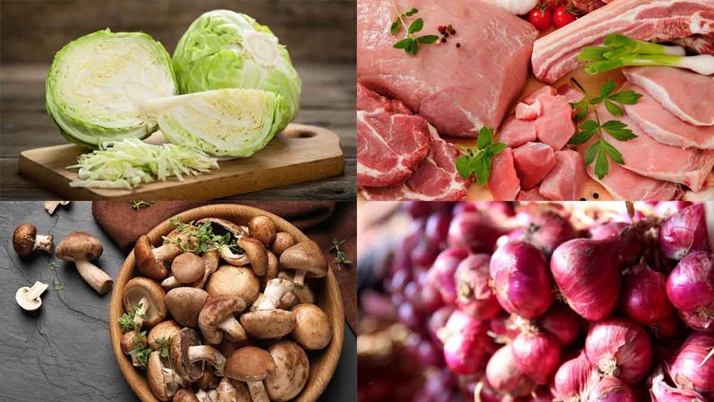 Nguyên liệu món ăn canh bắp cải cuộn thịt