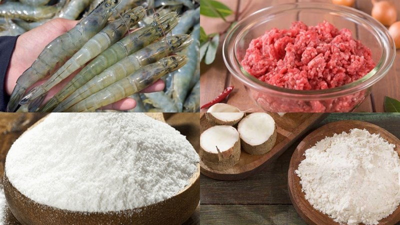 Nguyên liệu món ăn há cảo hấp nhân tôm thịt