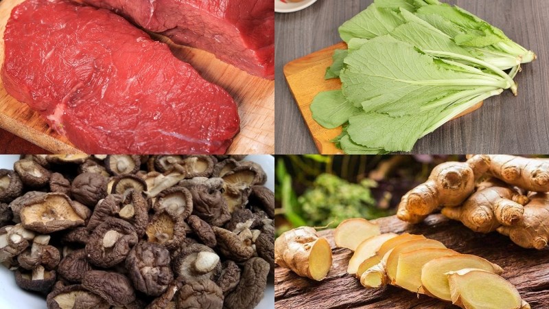 Nguyên liệu món ăn bò cuốn cải xanh
