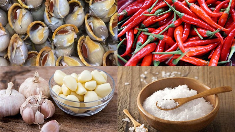 Nguyên liệu món ăn ốc tỏi nướng muối ớt