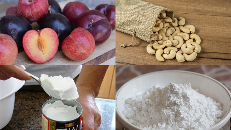 Nguyên liệu món ăn kem mận không whipping cream