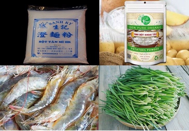 Nguyên liệu món ăn bánh hẹ tôm thịt