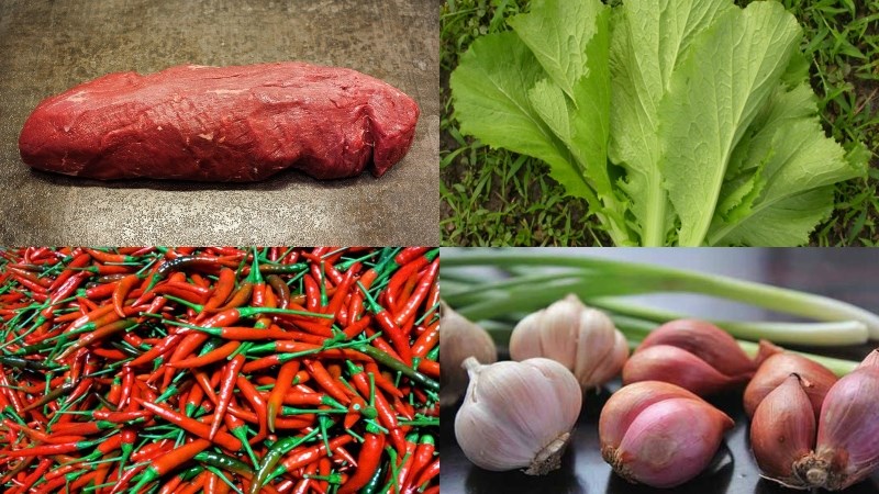 Nguyên liệu món ăn bò cuốn cải xanh