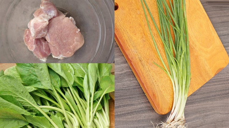 Nguyên liệu món ăn canh cải ngọt thịt bằm