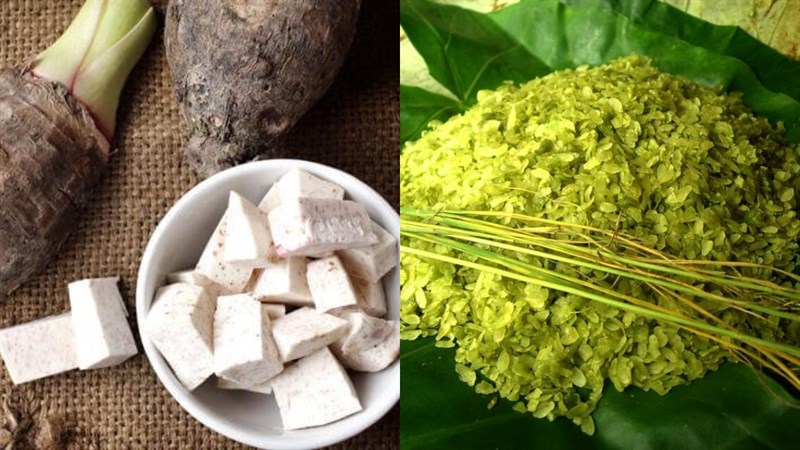 Nguyên liệu món ăn chè cốm khoai lang và chè cốm khoai môn