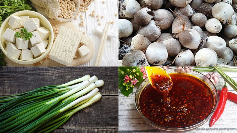Nguyên liệu món ăn đậu hũ sốt nấm
