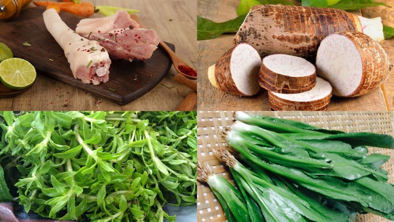 Nguyên liệu món ăn canh đuôi heo hầm khoai môn
