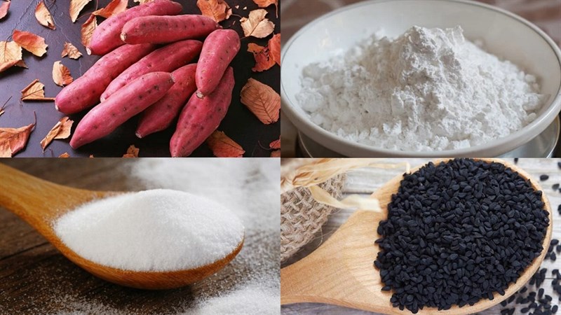 Nguyên liệu món ăn bánh khoai lang chiên phồng