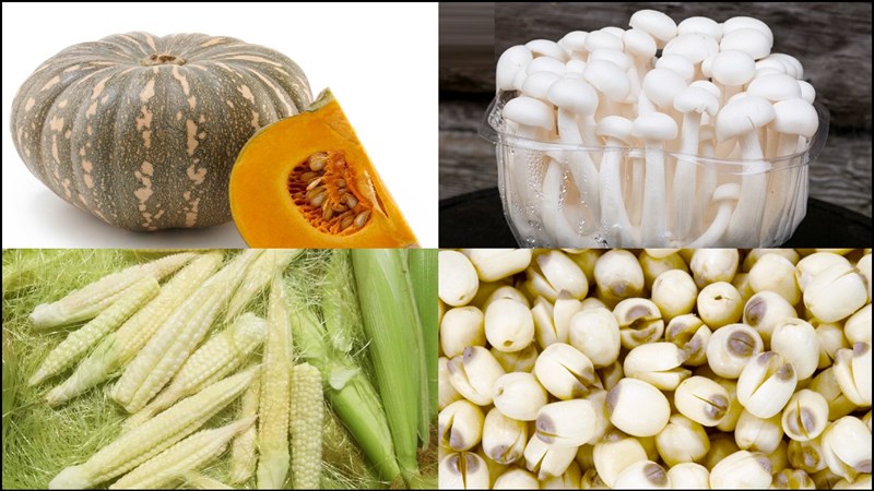Nguyên liệu món ăn bí đỏ hấp và bí đỏ hầm chay