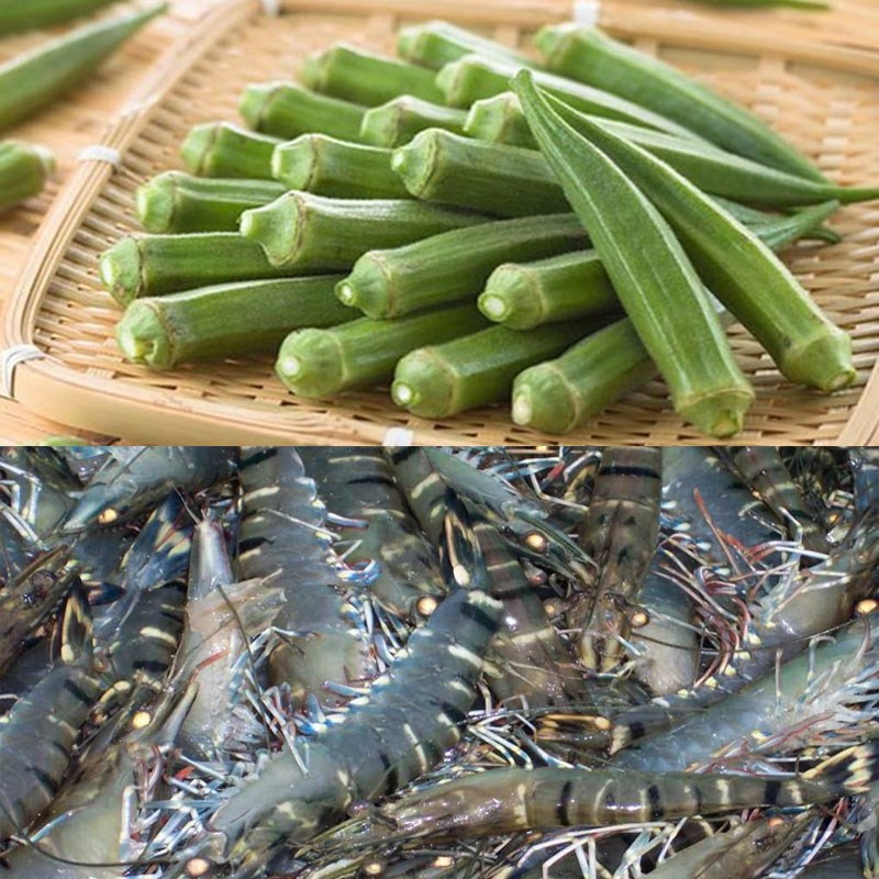 Nguyên liệu món ăn đậu bắp xào tôm, đậu bắp xào thịt bò