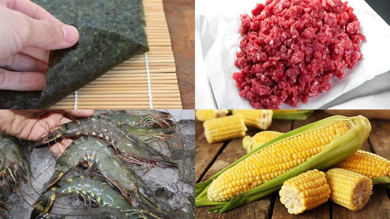 Nguyên liệu món ăn 2 cách làm trứng cuộn tôm