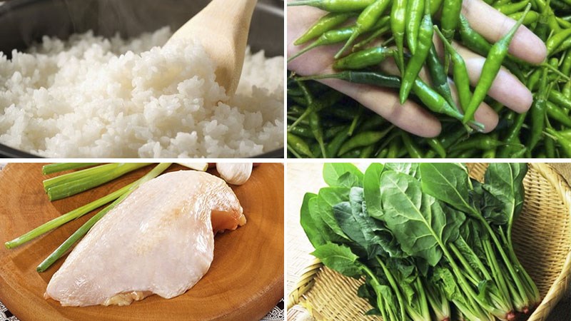 Nguyên liệu món ăn cơm chiên muối ớt xanh