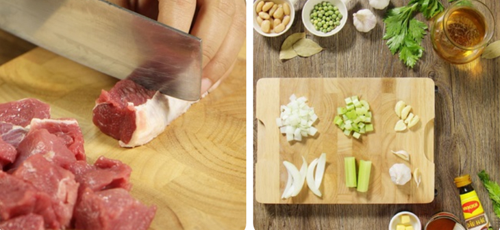 Bước 1 Sơ chế nguyên liệu Bò hầm bia