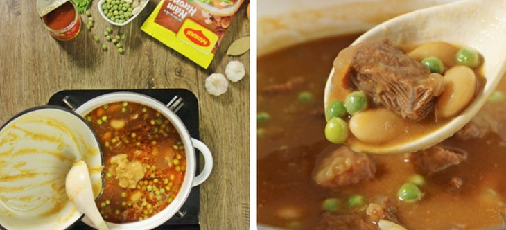 Bước 5 Cho Roux vào nồi bò hầm Bò hầm bia