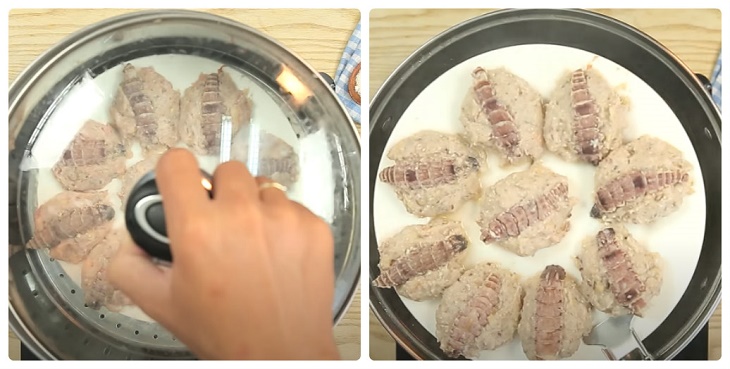 Bước 3 Hấp nhân Chả bề bề