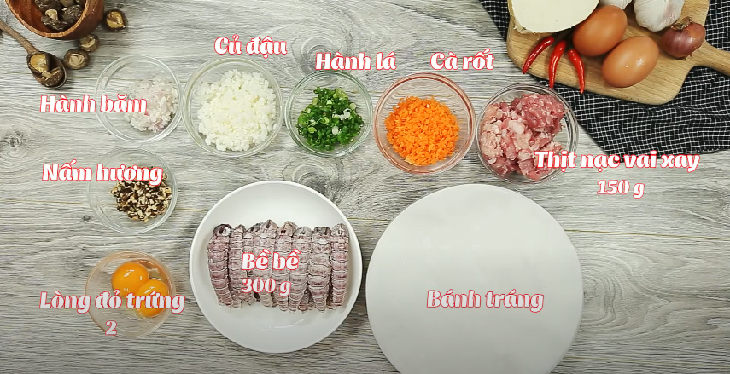 Nguyên liệu món ăn chả bề bề và nem bề bề
