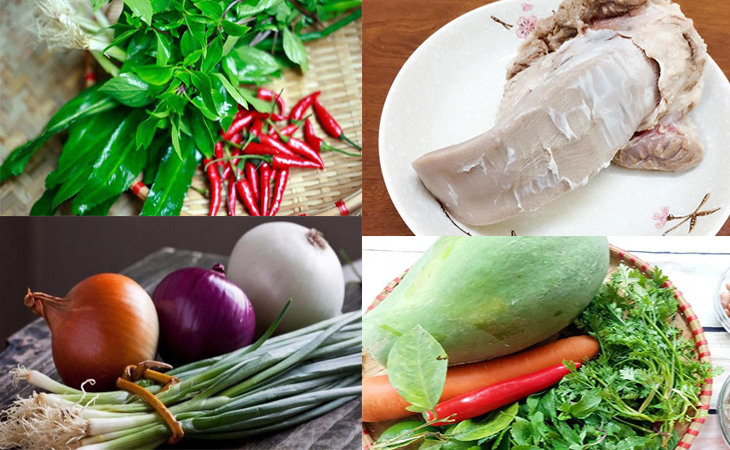 Nguyên liệu món ăn gỏi lưỡi heo chua ngọt