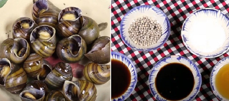 Nguyên liệu món ăn ốc hấp tiêu, hấp sả kiểu thái