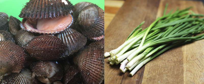 Nguyên liệu món ăn 2 cách làm sò lông nướng mỡ hành và sốt xoài