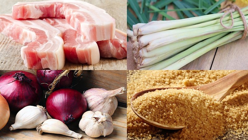 Nguyên liệu món ăn 2 cách làm thịt heo kho gừng và thịt heo kho sả