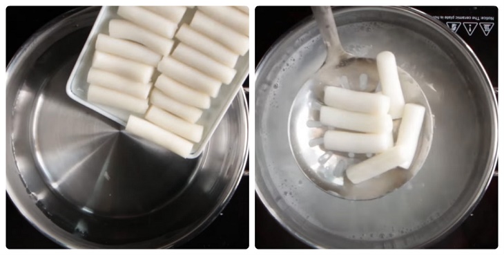 Bước 1 Luộc tokbokki Tokbokki chiên lắc phô mai