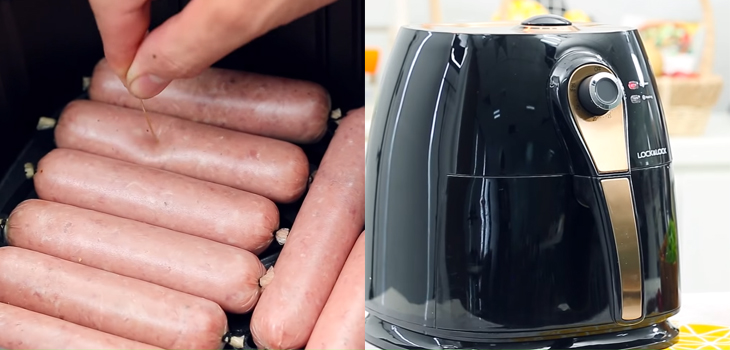 Bước 3 Nướng xúc xích Xúc xích nướng bằng nồi chiên không dầu