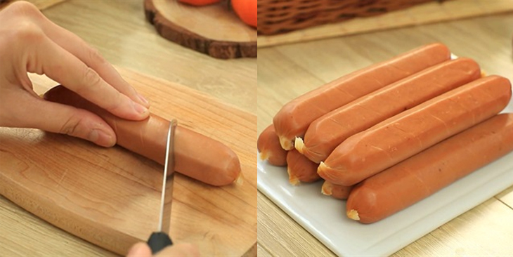 Bước 1 Sơ chế xúc xích Xúc xích xông khói áp chảo