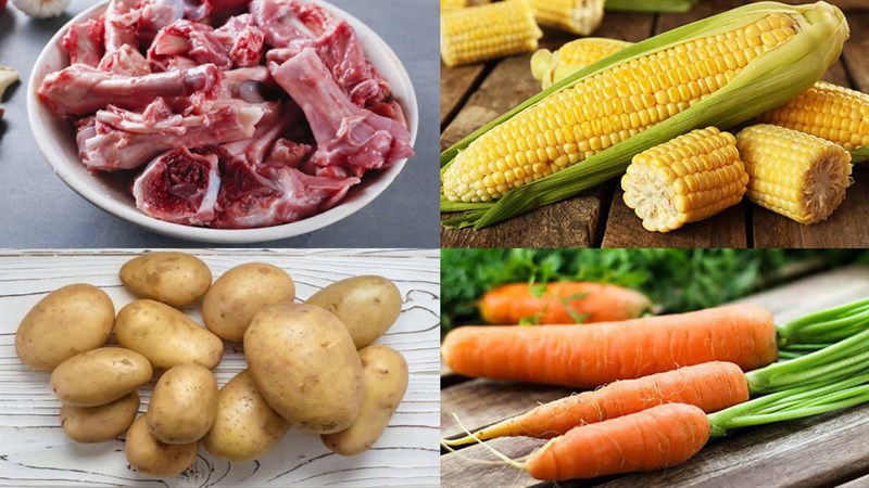 Nguyên liệu món ăn 2 cách nấu canh bắp hầm xương và nấu nấm