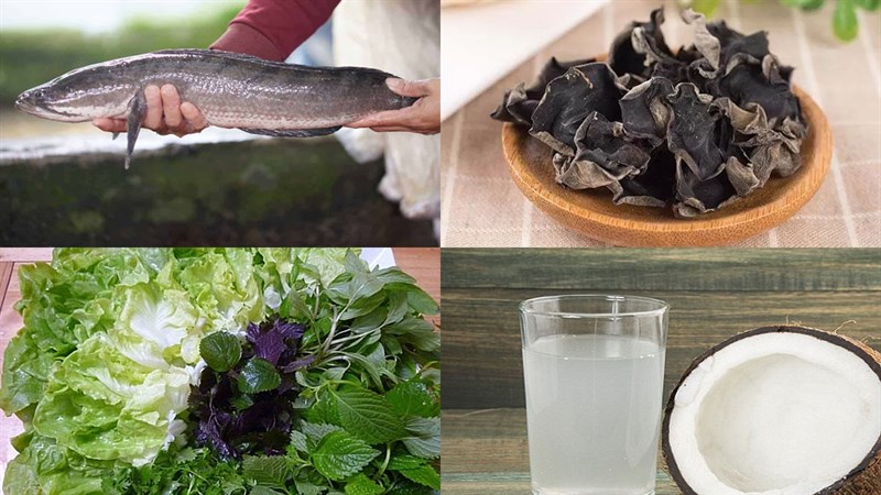 Nguyên liệu món ăn cá lóc hấp nước dừa