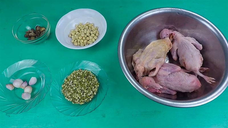 Nguyên liệu món ăn bồ câu hầm đậu xanh
