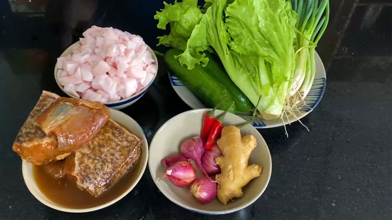 Nguyên liệu món ăn mắm cá lóc chưng