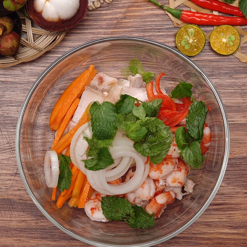 Bước 3 Trộn gỏi Gỏi măng cụt tôm thịt